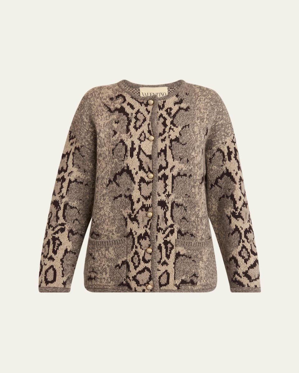 Snakeskin-Knit Cashmere Cardigan